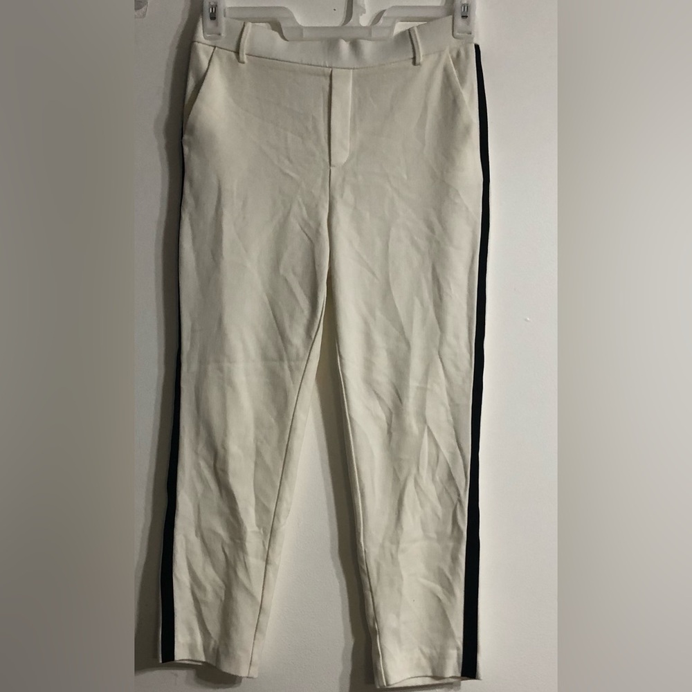Zara women’s skinny dressing stretchy side stripes pant four pockets beige.S